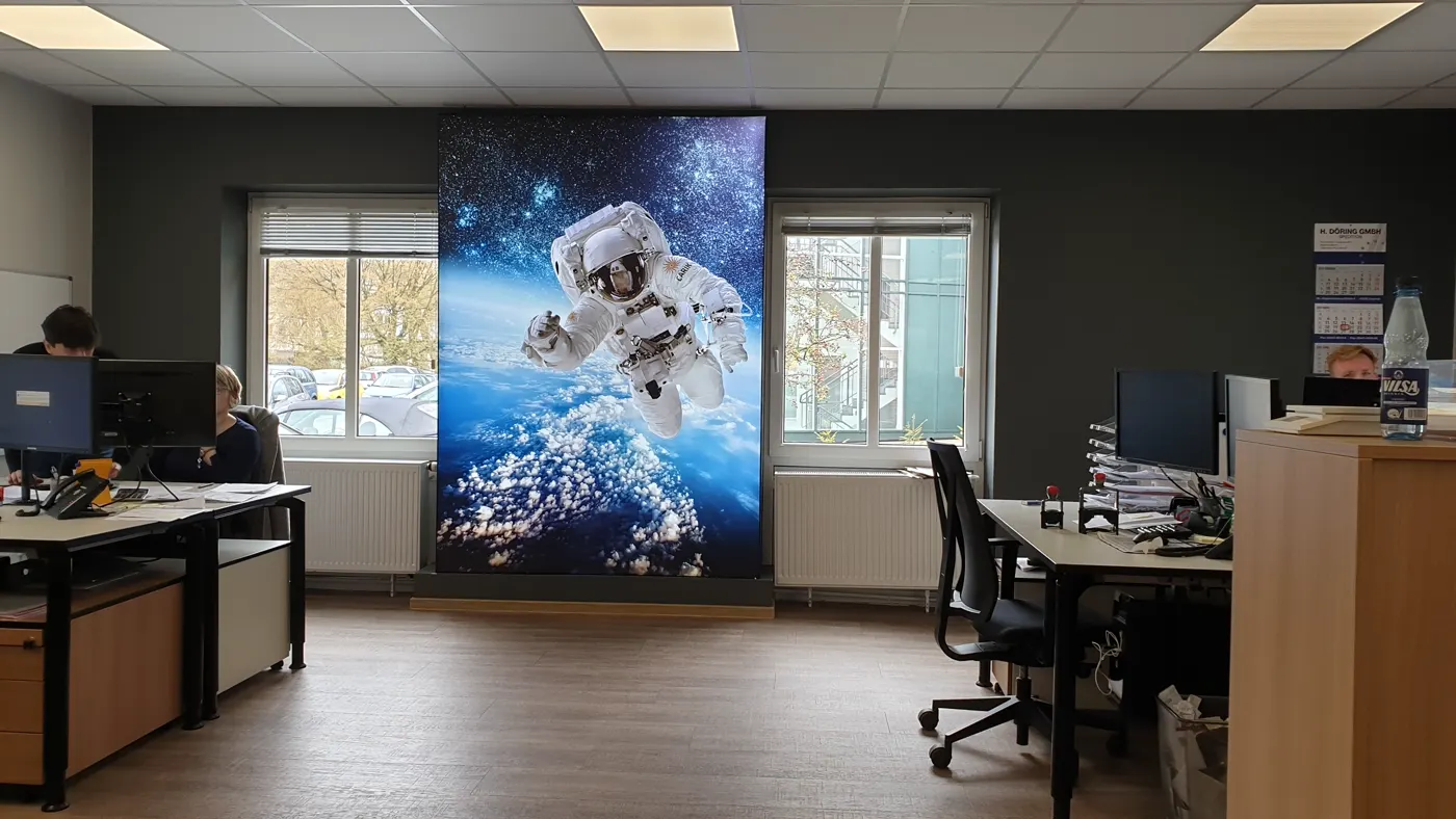 Astronaut image between two windows