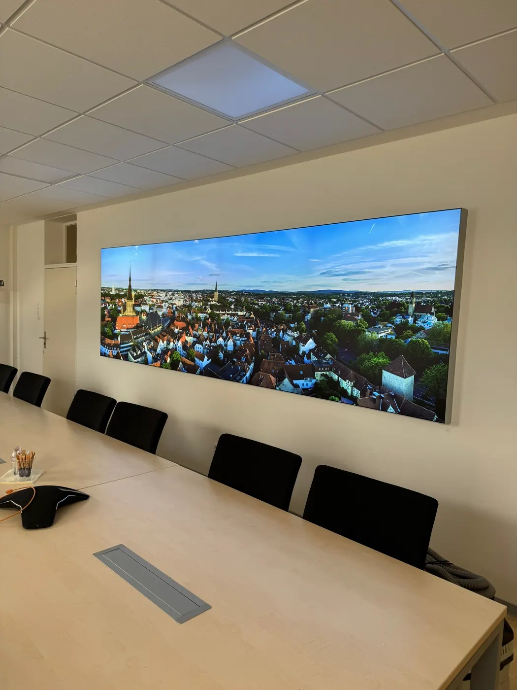 City panorama in the conference room