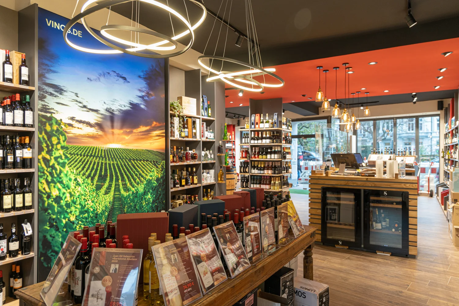 Vineyard image across the width of the shop