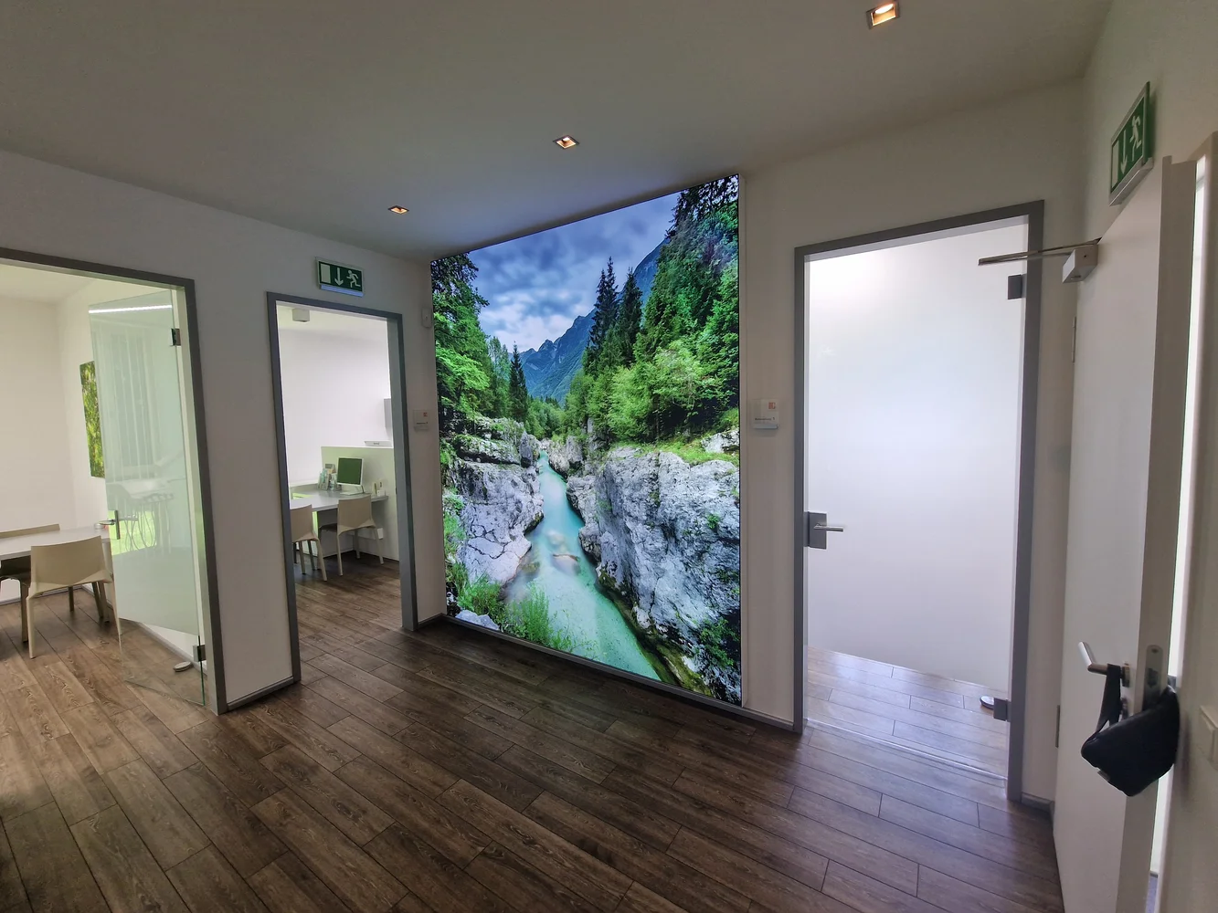 Mountain landscape next to the door