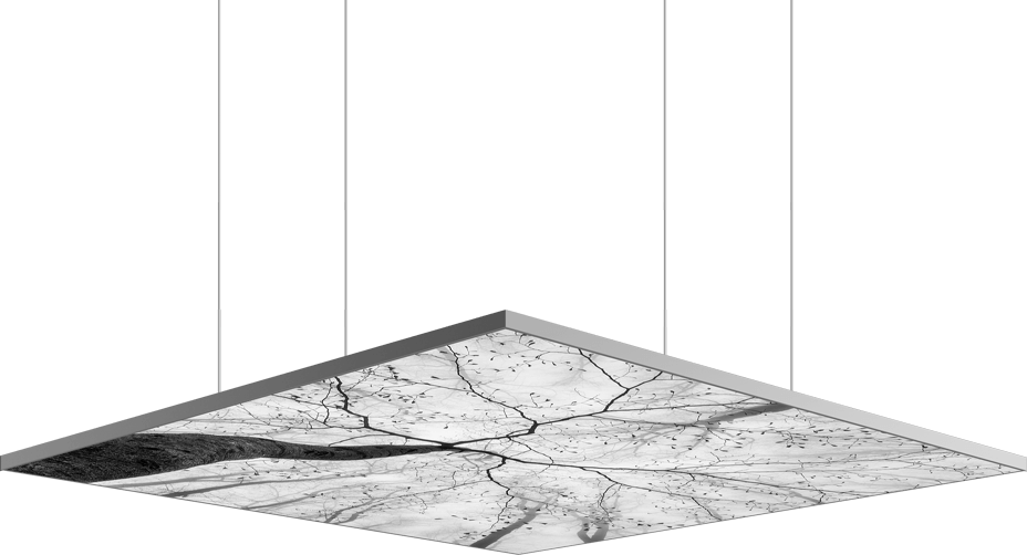 Lichtdecke mit Marmormotiv, von der Decke abgehängt